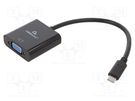 Adapter; USB 3.1; D-Sub 15pin HD socket,USB C plug; 0.15m; black GEMBIRD