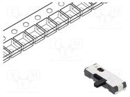 Switch: slide; Pos: 2; SPDT; 0.3A/4VDC; OFF-(ON); SMT; Leads: for PCB C&K