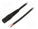 Cable; 1x1mm2; wires,DC 5,5/2,1 socket; straight; black; 5m WEST POL