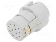 Connector: M23; contact insert; PIN: 12; female; crimped; 8A; 200V HARTING