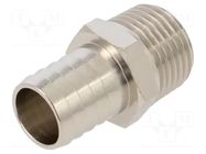 Threaded fitting; connector pipe; nickel plated brass; 17mm PNEUMAT