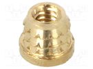 Threaded insert; brass; M1,6; BN 37901; L: 2mm; for plastic TAPPEX