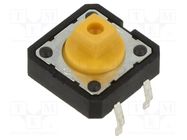 Microswitch TACT; SPST-NO; Pos: 2; 0.05A/12VDC; THT; none; 1.6N C&K