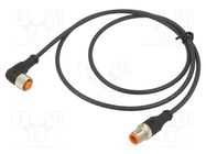 Connection lead; M12; PIN: 3; 1m; plug; 4A; 1200; -25÷80°C; IP67 LUTRONIC