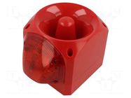 Signaller: lighting-sound; 10÷60VDC; LED; red; IP66; 105dB; ABS KLAXON SIGNALS