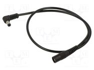 Cable; 1x0.5mm2; DC 5,5/2,1 socket,DC 5,5/2,5 plug; angled; 0.5m WEST POL