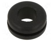 Grommet; Ømount.hole: 11.1mm; Øhole: 7.92mm; rubber; black KEYSTONE