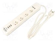 Plug socket strip: protective; Sockets: 4; 230VAC; 16A; grey; 3680W KERG