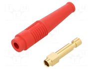 Connector: 4mm banana; socket; 32A; 30VAC; 60VDC; L: 50mm; red STÄUBLI