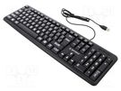Keyboard; black; USB A; wired,US layout; Features: big letters GEMBIRD