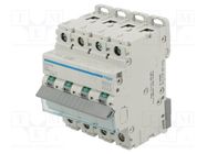 Circuit breaker; 230/400VAC; Inom: 16A; Poles: 4; Charact: D; 10kA HAGER