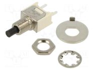 Switch: push-button; Pos: 2; SPST-NO; 1A/120VAC; 1A/28VDC; OFF-(ON) C&K