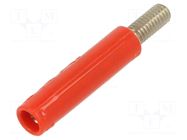Connector: 4mm banana; adapter,socket; 600V; 32A; red; M4,screw STÄUBLI