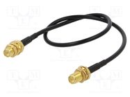 Cable; 0.3m; RP-SMA female,both sides; black; straight; 50Ω ONTECK