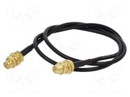 Cable; 0.5m; RP-SMA female,both sides; black; straight; 50Ω ONTECK