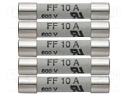 Fuse; 6x32mm; 600V; 10A; 5pcs. TESTO