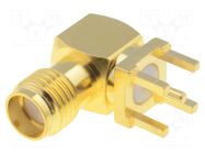 Connector: SMA; socket; female; angled 90°; THT; on PCBs; PTFE ADAM TECH