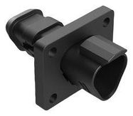 3 POSITION RECEPTACLE FLANGE MOUNT CONNECTOR, PIN, BLACK, WITH SHRINK BOOT ENDCAP