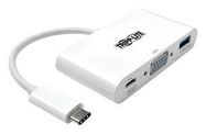 USB-C TO VGA ADAPTER W/USB-A & PD, WHITE