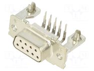 Connector: D-Sub; grey; plug; female; PIN: 9; soldering; straight TE Connectivity