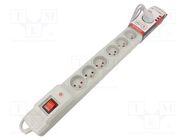 Plug socket strip: protective; Sockets: 9; 250VAC; 10A; grey ARMAC