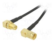 Cable; 1m; RP-SMA female,SMA male; black; angled; 50Ω ONTECK