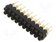 Socket strip; 2mm banana; black; 60VDC; 10A; 30VAC; Sockets: 20 STÄUBLI