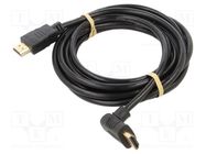 Cable; HDCP 2.2,HDMI 2.0; HDMI plug,HDMI plug 90°; PVC; 3m; black Goobay