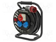 Extension lead; 5x1.5mm2; Sockets: 3; rubber; black; 30m; 16A; POWER PLASTROL