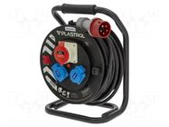 Extension lead; 5x1.5mm2; Sockets: 3; rubber; black; 30m; 16A; POWER PLASTROL