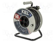 Extension lead; 3x1.5mm2; reel; Sockets: 4; PVC; black; 50m; 16A KEL