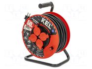 Extension lead; 3x1.5mm2; 50m; rubber; black; Sockets no: 4; reel KEL