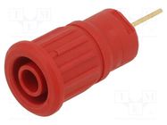 Connector: 4mm banana; socket; 32A; 1kV; red; gold-plated; on panel STÄUBLI