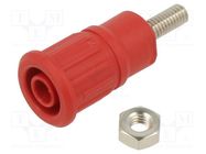 Connector: 4mm banana; socket; 32A; 1kV; red; nickel plated STÄUBLI