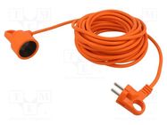 Extension lead; 2x1mm2; Sockets: 1; PVC; orange; 10m; 10A ACAR