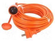 Extension lead; 3x1.5mm2; Sockets: 1; PVC; orange; 15m; 16A KEL