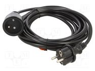 Extension lead; 3x1.5mm2; Sockets: 1; PVC; black; 5m; 16A; STANDARD PLASTROL