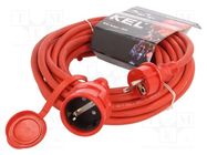 Extension lead; 3x2.5mm2; Sockets: 1; rubber; red; 10m; 16A KEL