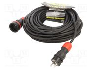 Extension lead; 3x1.5mm2; Sockets: 1; rubber; black; 25m; 16A KEL