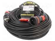 Extension lead; 3x1.5mm2; Sockets: 1; rubber; black; 50m; 16A KEL