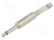 Plug; Jack 6,3mm; male; mono; ways: 2; straight; for cable; 6.4mm CLIFF