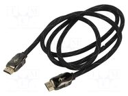 Cable; HDMI plug,both sides; textile; HDMI 1.4; 1.5m; black ART