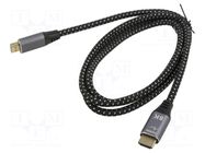 Cable; HDMI plug,both sides; textile; HDMI 2.1; 1.5m; black; 30AWG ART