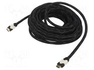 Cable; HDMI plug,both sides; textile; 15m; black; HDMI 1.4 ART