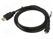 Cable; HDMI plug,micro HDMI plug; 1.8m; black; HDMI 1.4 ART