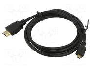 Cable; HDMI plug,micro HDMI plug; HDMI 1.4; 1.8m; black ART