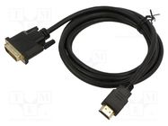 Cable; HDMI 1.3; DVI-D (18+1) plug,HDMI plug; 1.8m; black ART