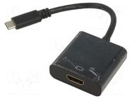 Adapter; HDMI 1.4; HDMI socket,USB C plug; 0.15m; black ART