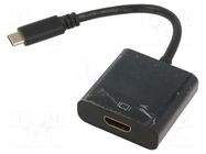 Adapter; HDMI 1.4; HDMI socket,USB C plug; 0.15m; black ART