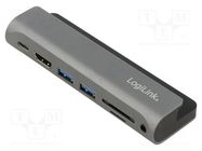 Hub USB; HDMI 2.0,USB 3.0,USB 3.2; silver LOGILINK